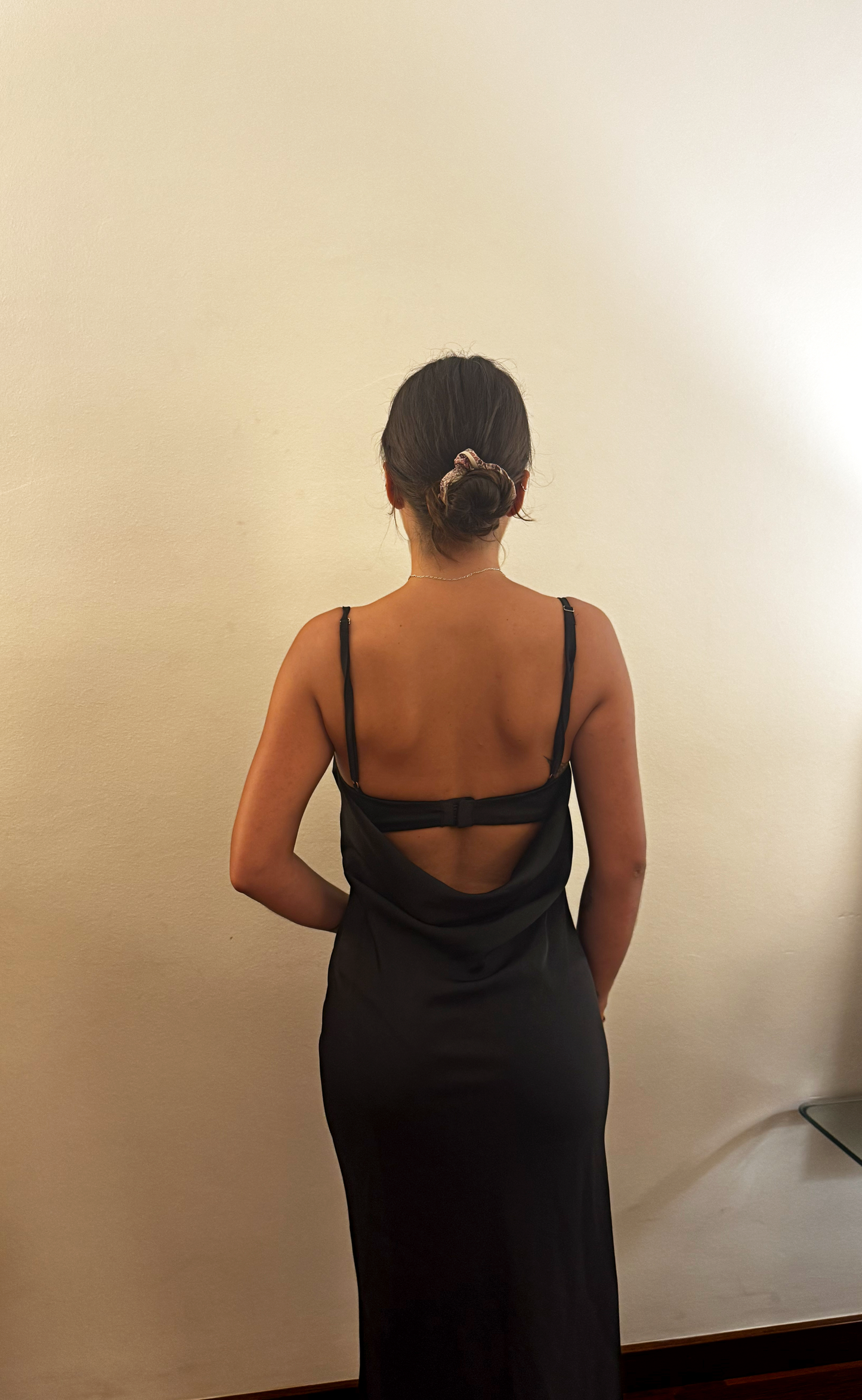 Maxi Dress Black Satin