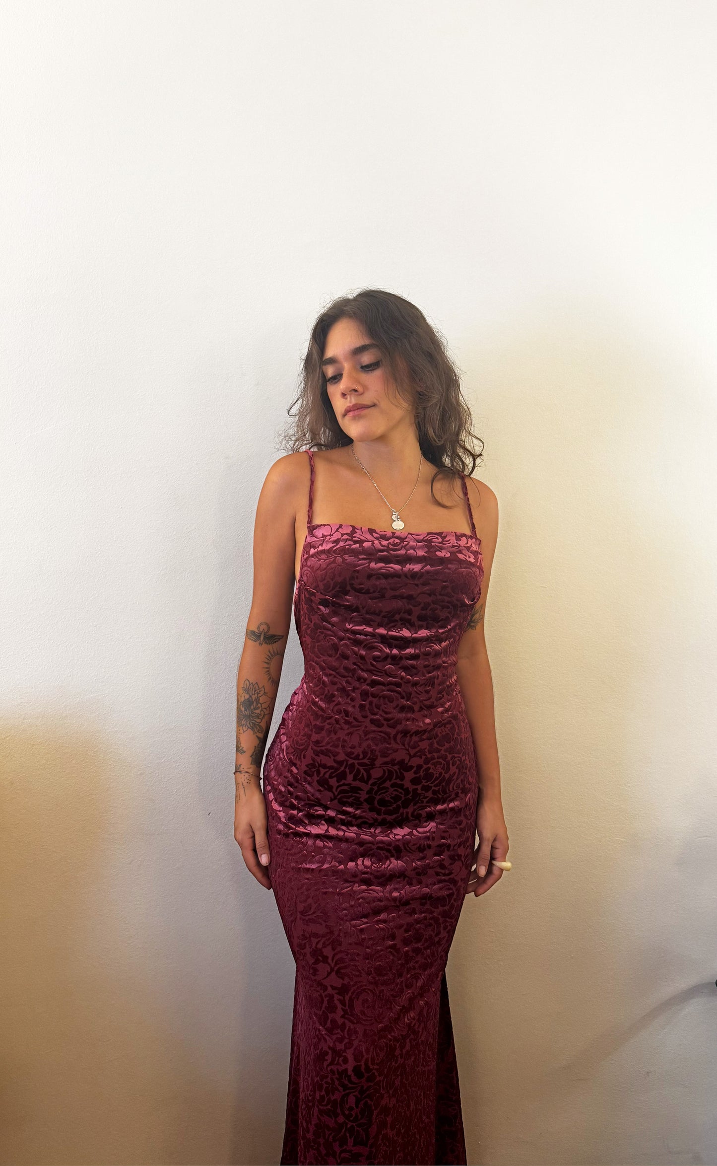 Maxi Dress Burgundy Roses