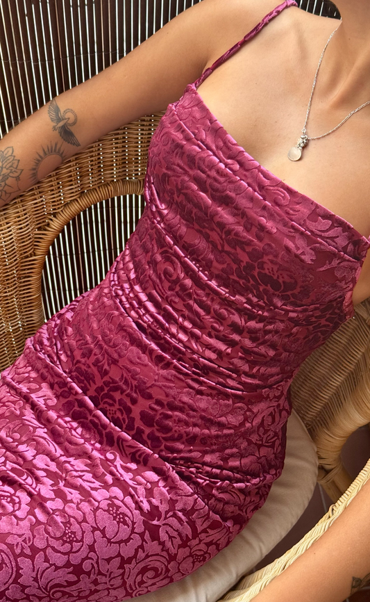 Maxi Dress Burgundy Roses