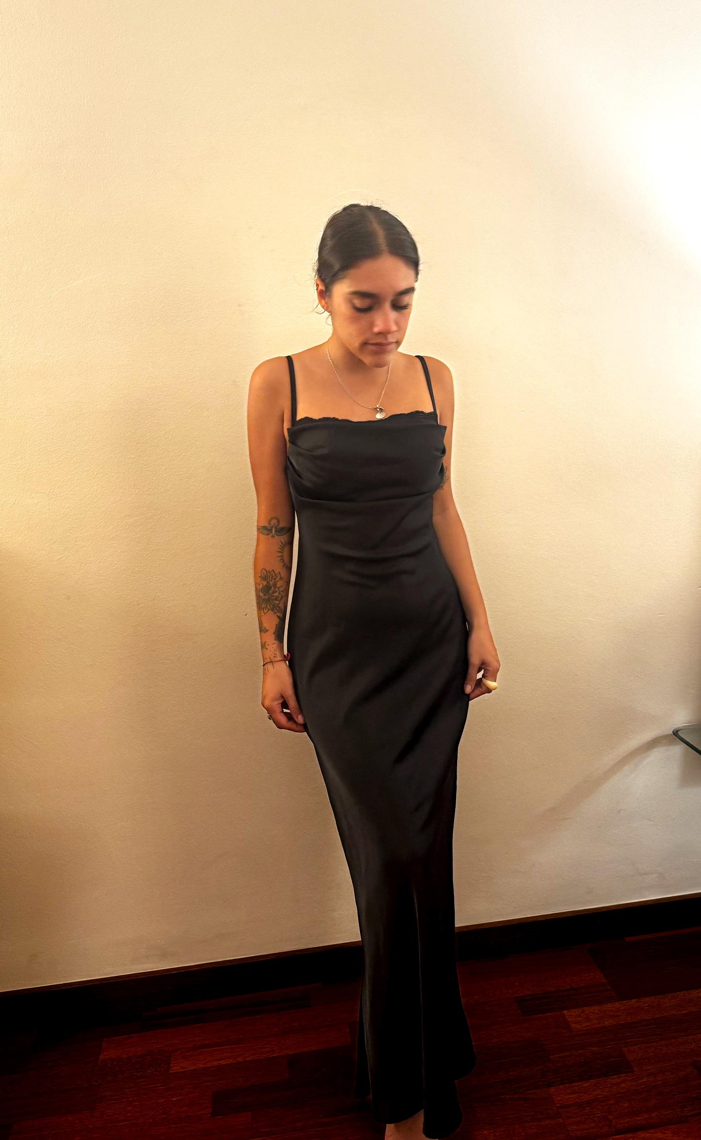 Maxi Dress Black Satin